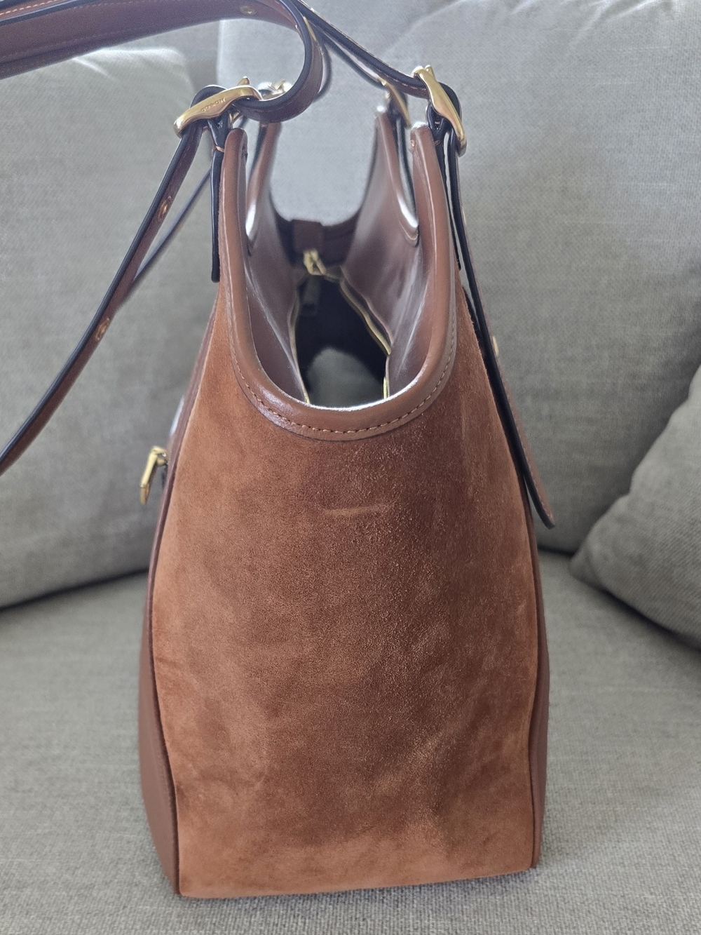 Coach Brown Leather & Suede Adjustable-strap Shoulder Bag - Picture 6 of 8